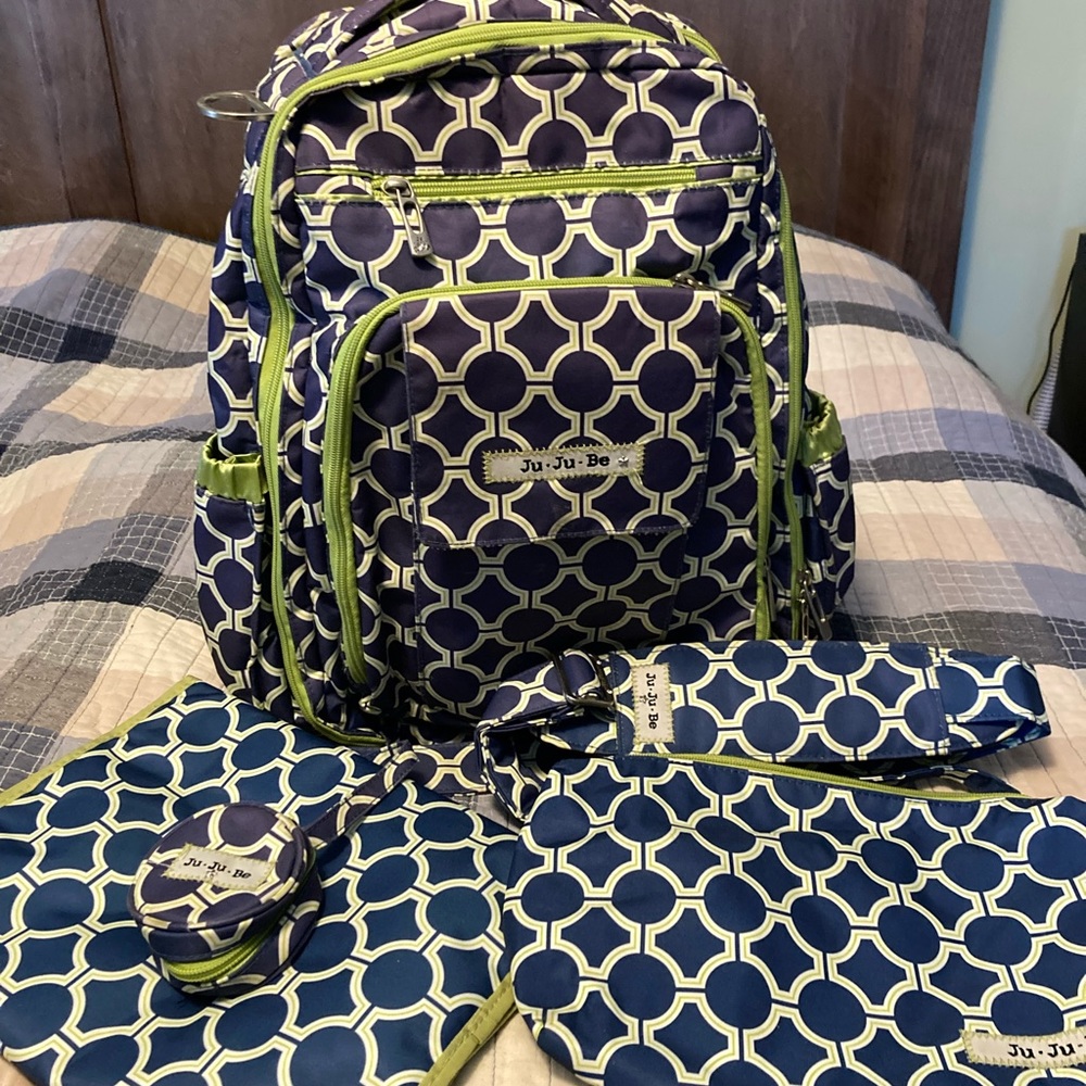 Ju Ju Be Backpack Diaper Bag Be Right Back BRB Royal Envy